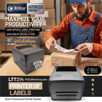 3nStar 4 in Direct Thermal Thermal Transfer Label Printer (LTT214) with ◦Bartender Label Printing Software USB ETHERNET