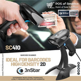 3nStar 2D USB Handheld Barcode Scanner with Base and Autosense ( SC410 )