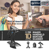 3nStar 1D Imager Handheld Barcode Scanner with Base and Autosense (SCI150)