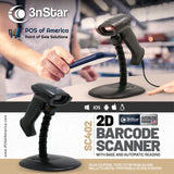 3nStar 2D Handheld Barcode Scanner with Base and Autosense (SC402)