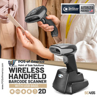 3nStar Wireless Handheld Barcode Scanner 2D with USB Base SC455